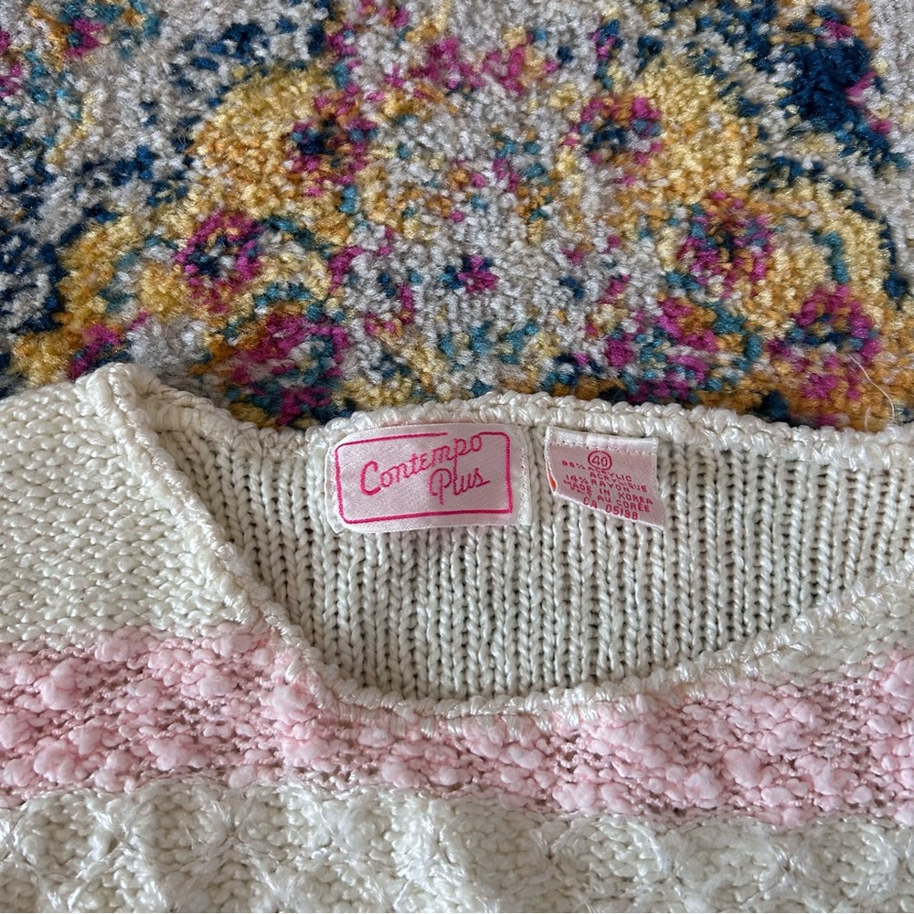 Vintage 80s granny patel colours pearl decorated sweater - Picture 7 of 7